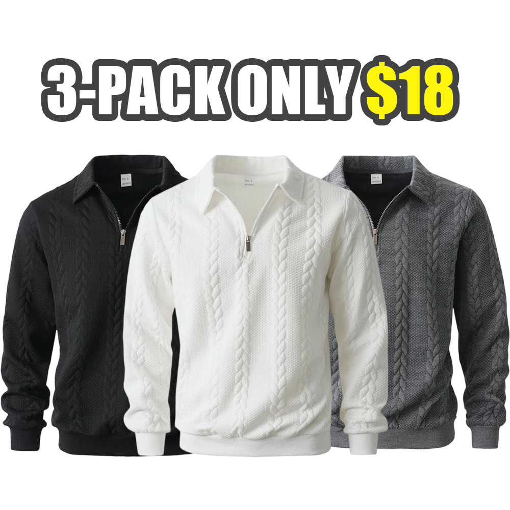 Men's Fall Winter Outfits Knitted Polo Neck Long Sleeve Sweatshirt for Daliy Wear