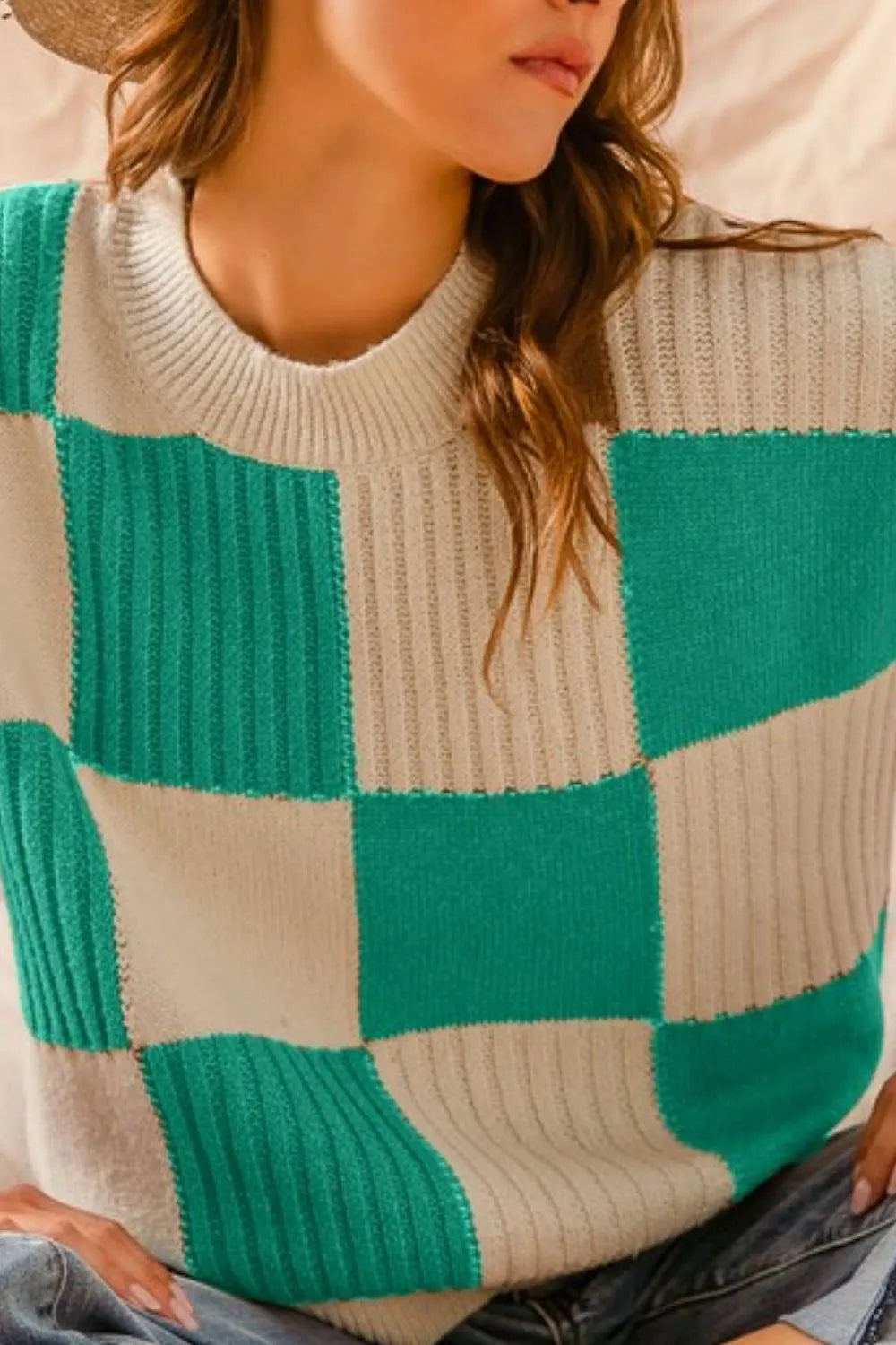 Check Plaid Casual Sweater Top