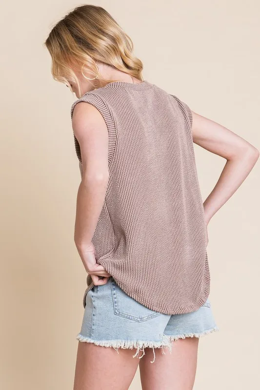 Rib Knit V-Neck Tank