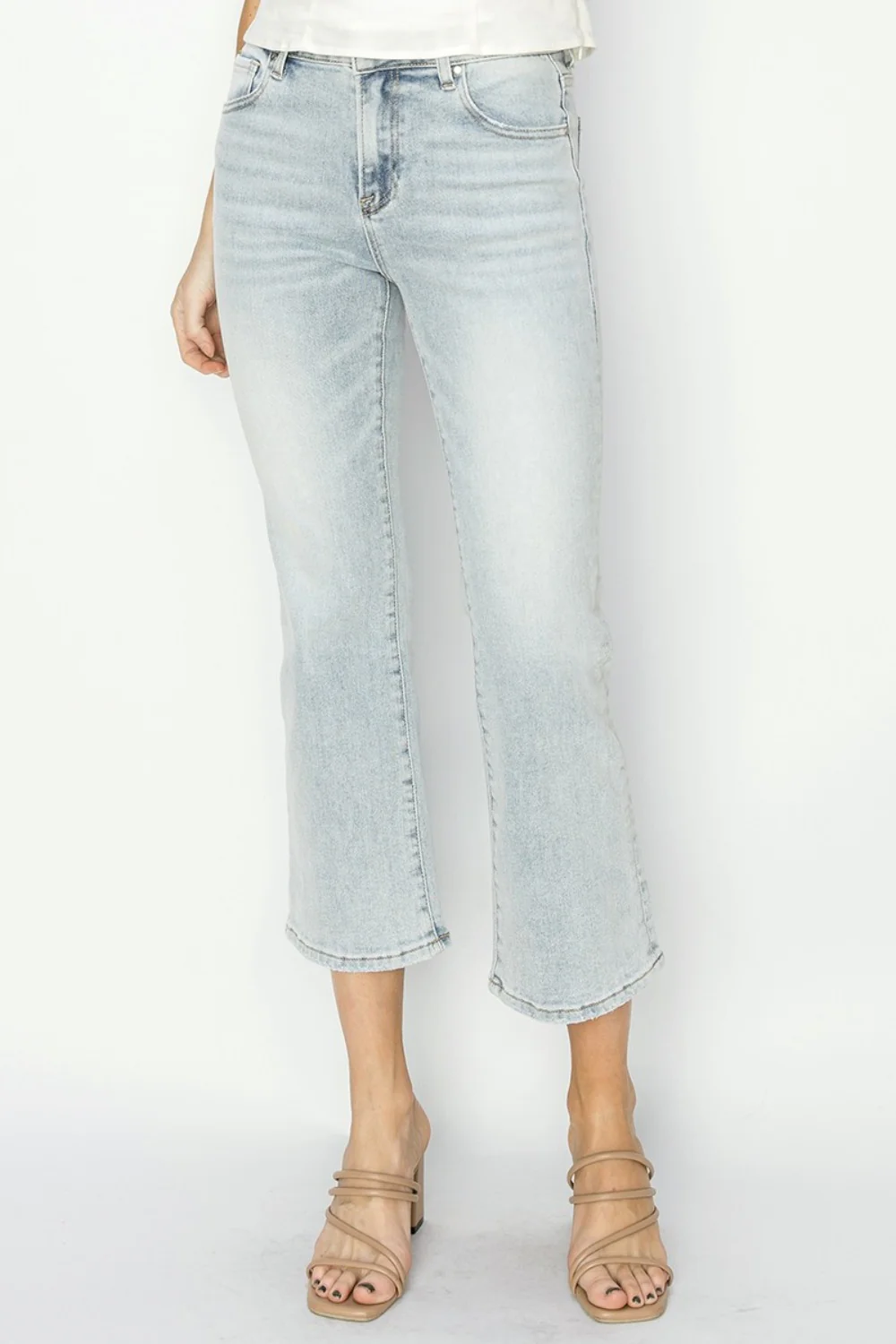 Full Size Mid Rise Cropped Flare Jeans
