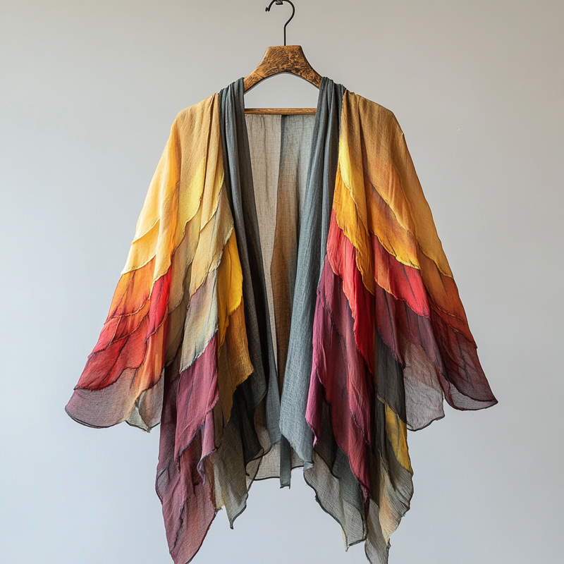 Summer Fun Feather Print Chiffon Cardigan 7933