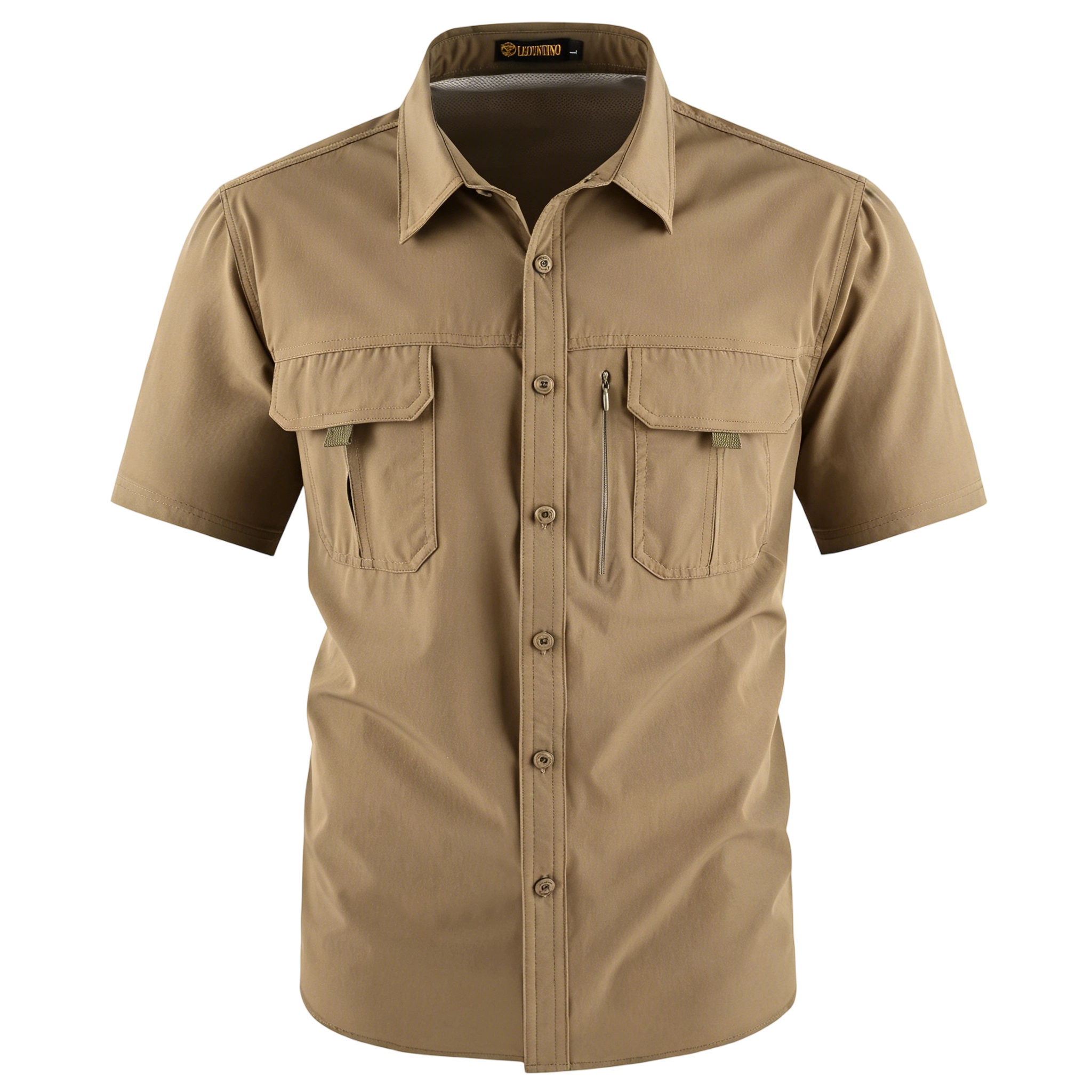 Men's American-Style Solid Color Shirt with Hidden Ventilation Holes Casual Summer Beach Nylon Shirt High-Quality Fabric Short Sleeves Button Closures