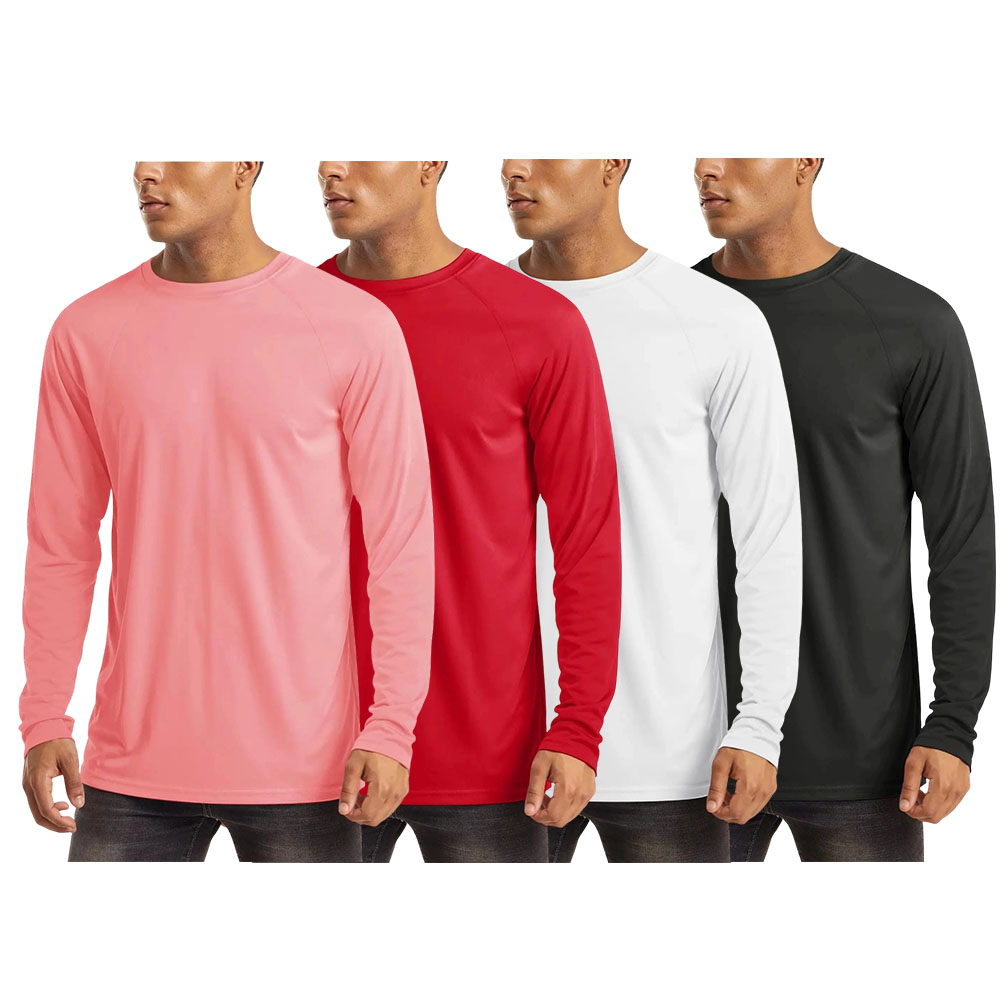 8 Pack Men's UPF 50+ Long Sleeves Shirts Quick Dry Lightweight Summer Sportswear Tops