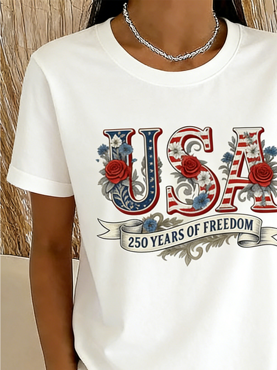 Cotton Independence Day Crew Neck Casual T-Shirt
