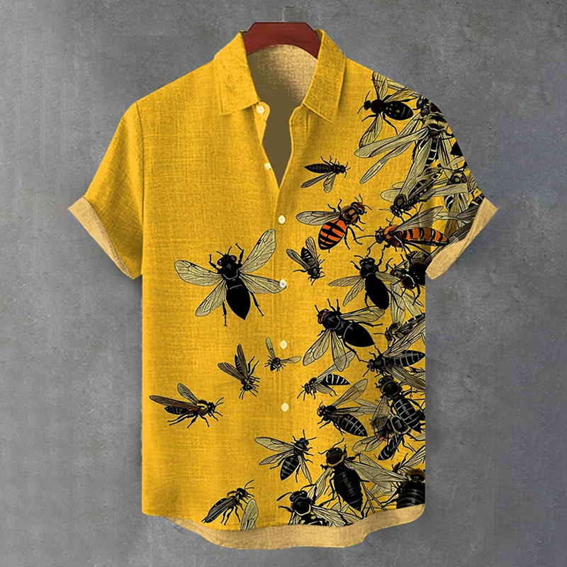 Men's Bees Nature Insect Art Print Casual Shirt