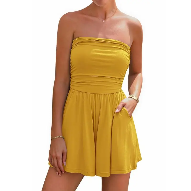 Strapless Boho Ruffle Romper