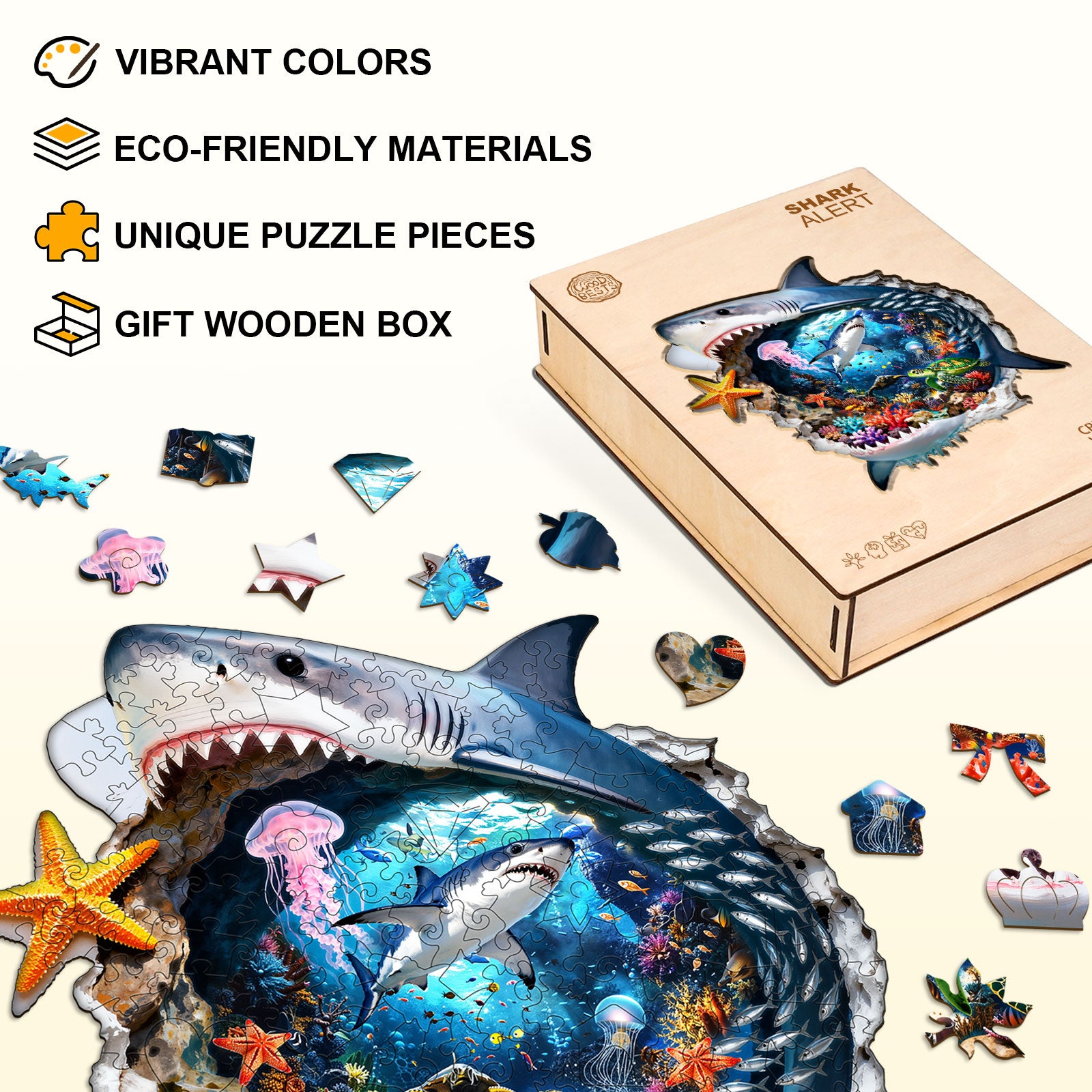 Shark Alert Wooden Jigsaw Puzzle