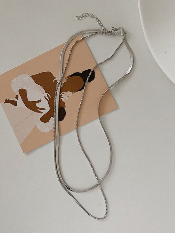 Simple Solid Color Multi-Layered Choker Necklaces Accessories