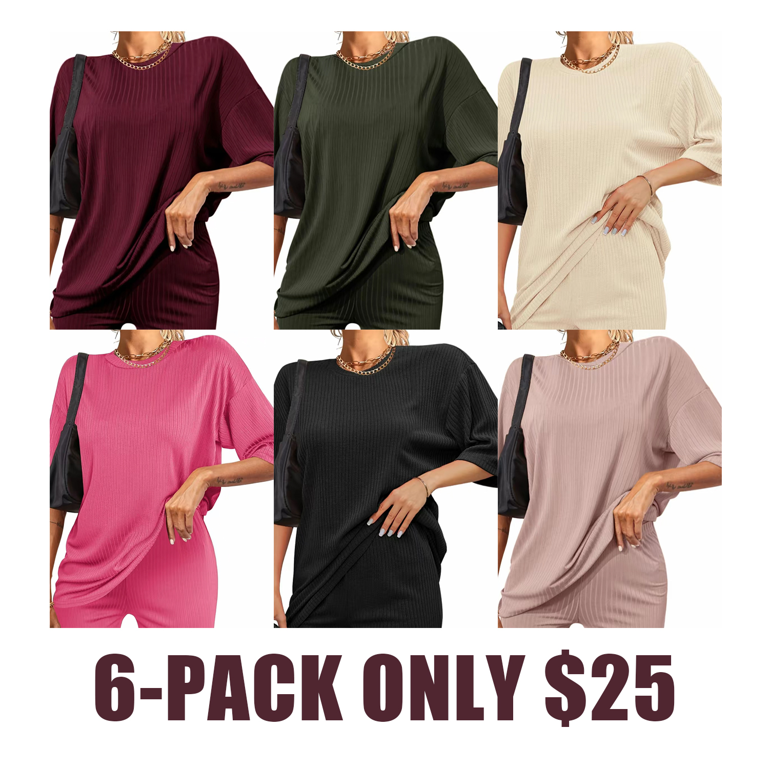 Summer Ribbed Lounge Set - Stretch T-shirt and Cycling Shorts | Breathable Loungewear