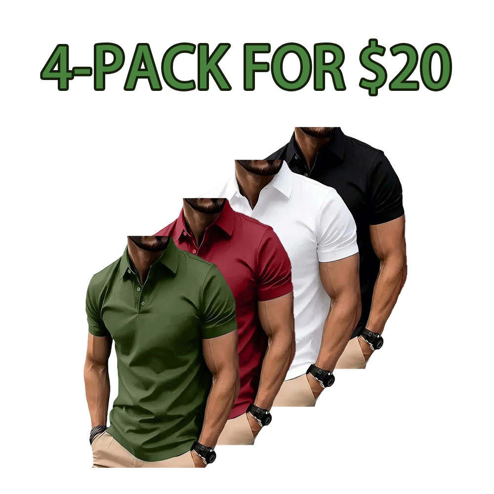 Premium Men's 10/4-Pack Essential Polo Collection – Versatile Summer Performance Set