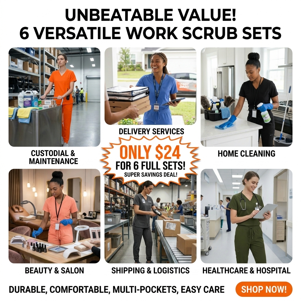 Medical Scrubs for Women Clara Air Set - Curved V-Neck Scrub Top & Jogger Pants with 8 Pockets