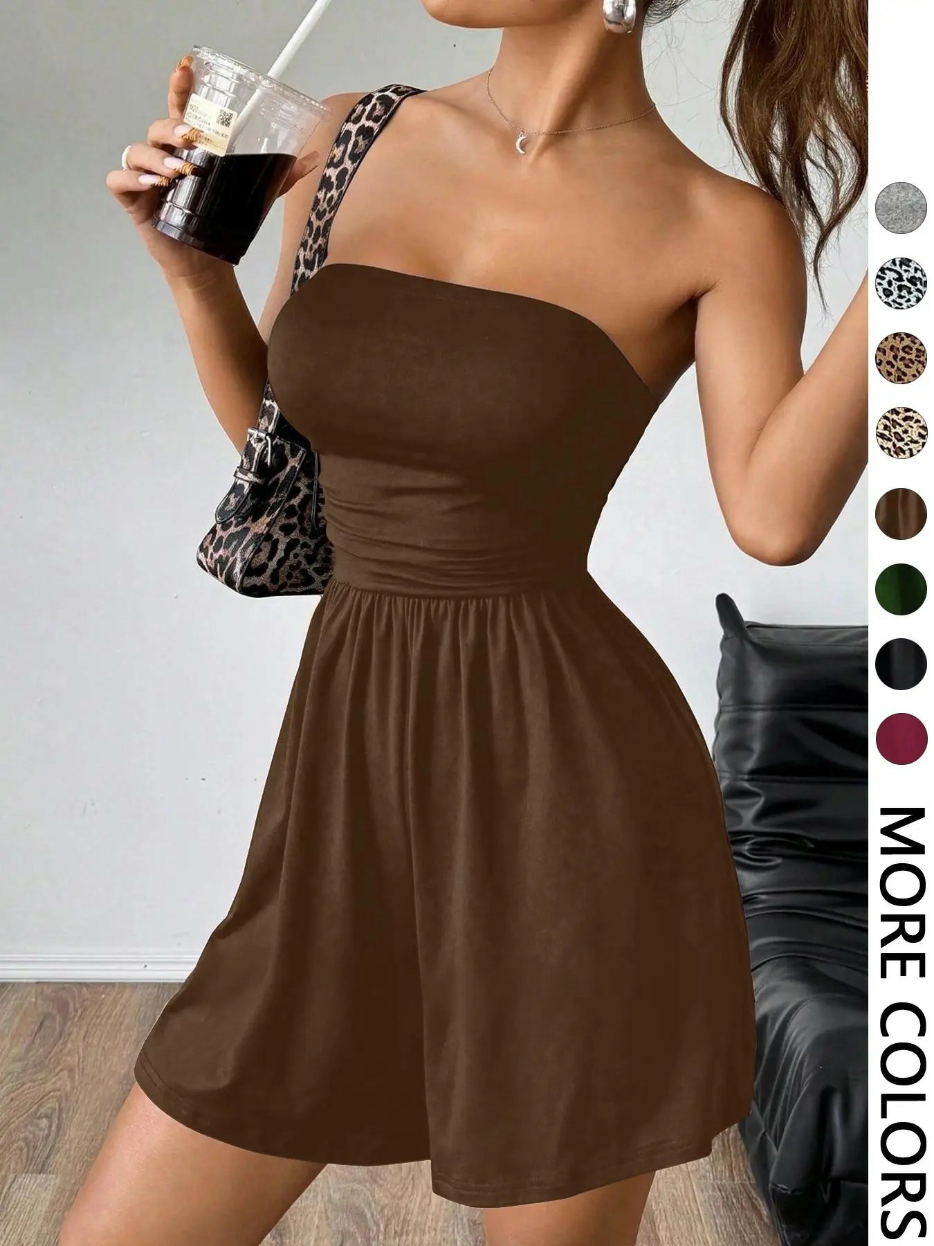 Women's Solid Color Fitted Romper, Casual Chic Fashion Romper for Summer, Women's Clothes for Daily Wear