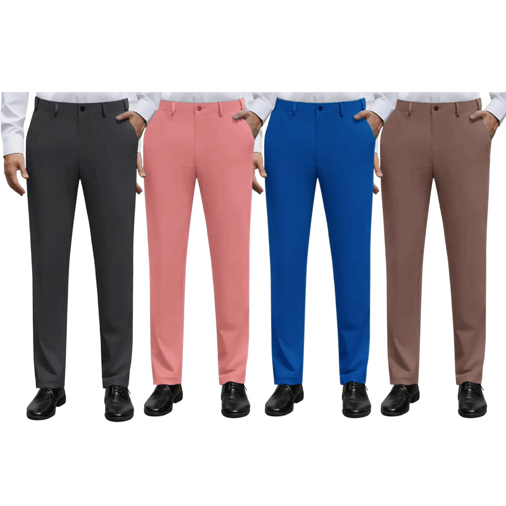 Men's Stretch Dress Pants No Iron Golf Pants Expandable Waist Flat Front Business Casual Pants