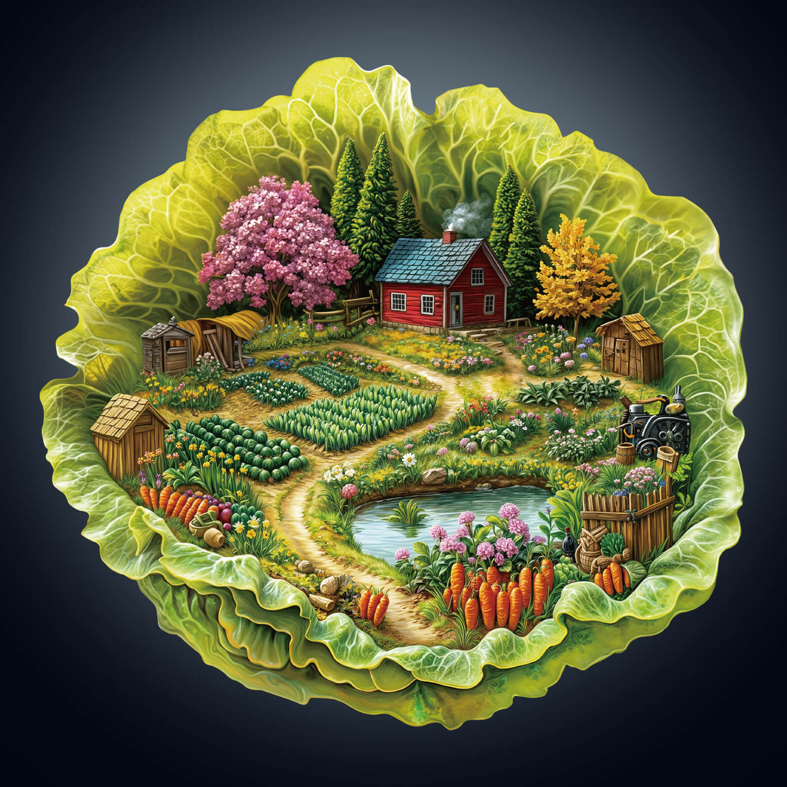 Lettuce Spring Farm Wooden Jigsaw Puzzle
