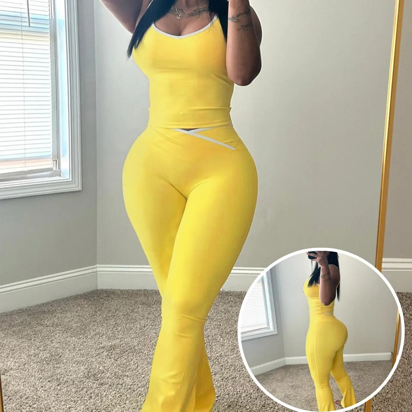 Women’s Colorblock Sleeveless Tank & Flared Pants Set