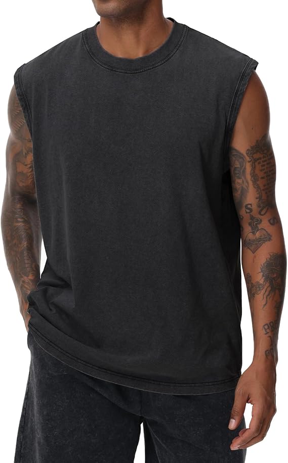 Men's Solid Color Round Neck Tank Top Loose Casual Comfy Classic Crew Neck Sleeveless Top for Summer Casual Loose Fit