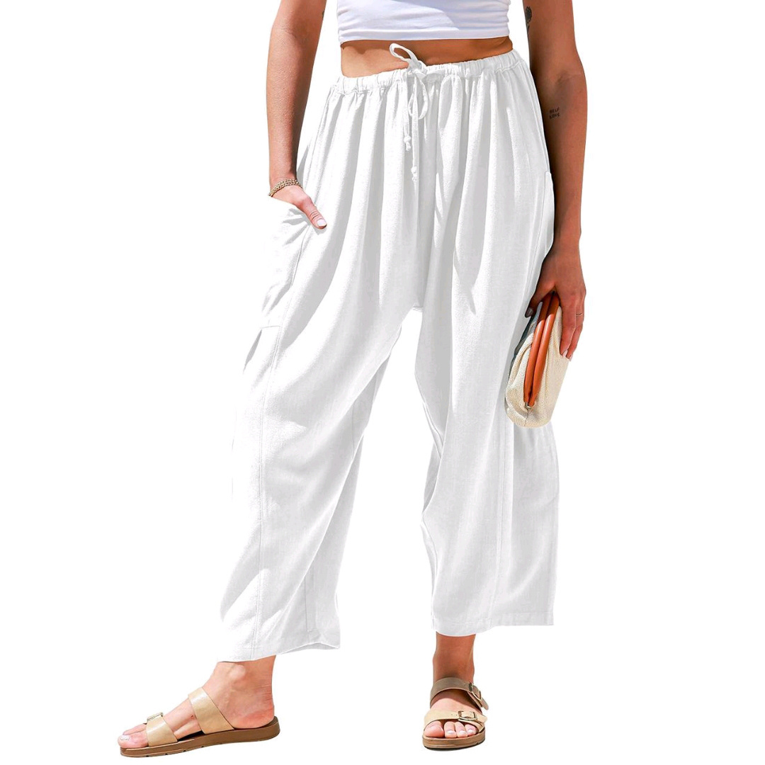 Women's Loose T-Shirt + Linen Wide-Leg Pants