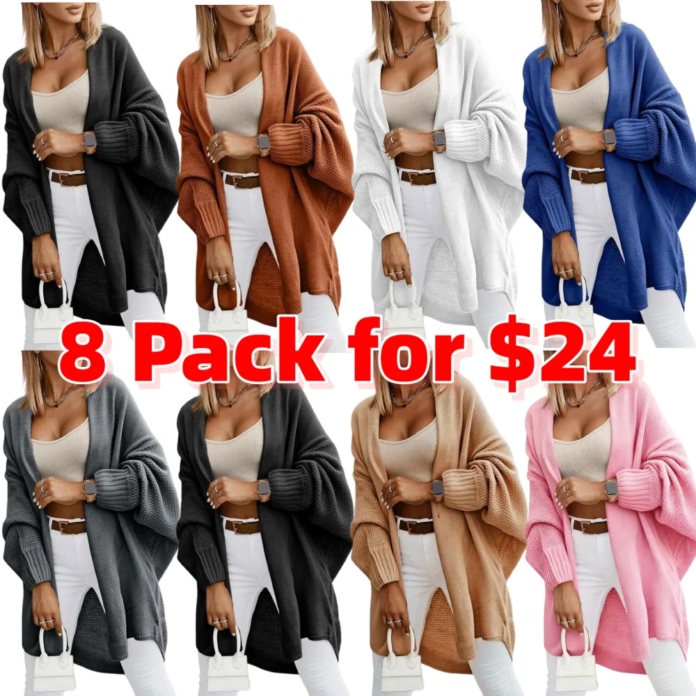 Women's Fall Cardigans Open Front Batwing Sleeve Knit Oversized Long Cardigan Sweaters