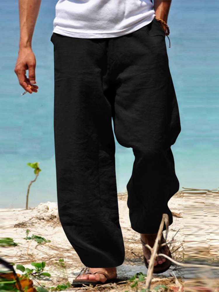 Men'S Vintage Drawstring Casual Cotton Linen Pants