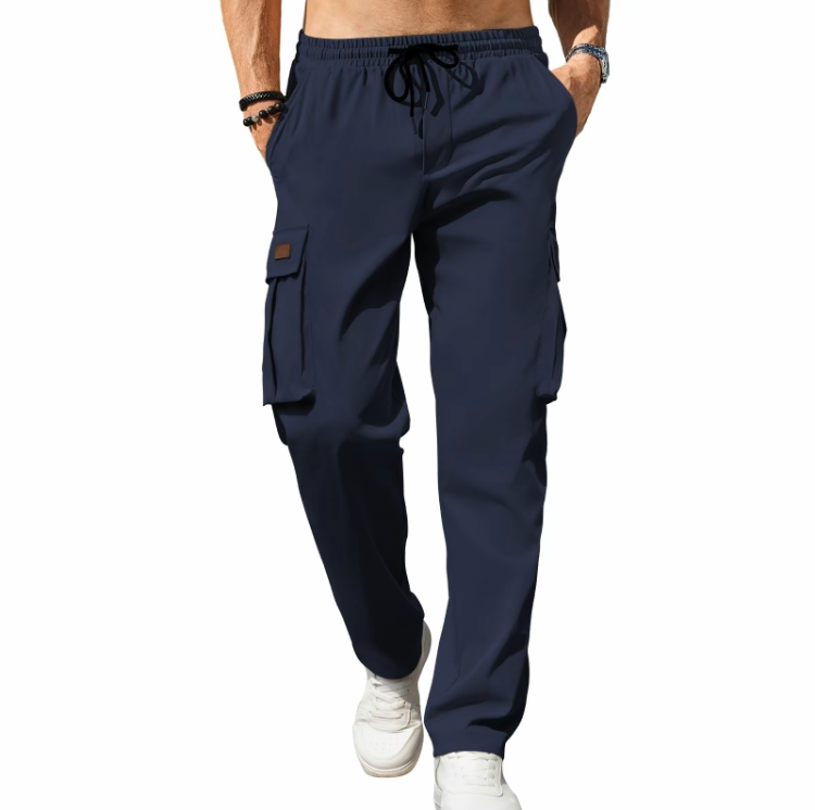 Men's Cargo Pants – Casual Loose Fit Sweatpants with Drawstring Waist and Multi Pockets