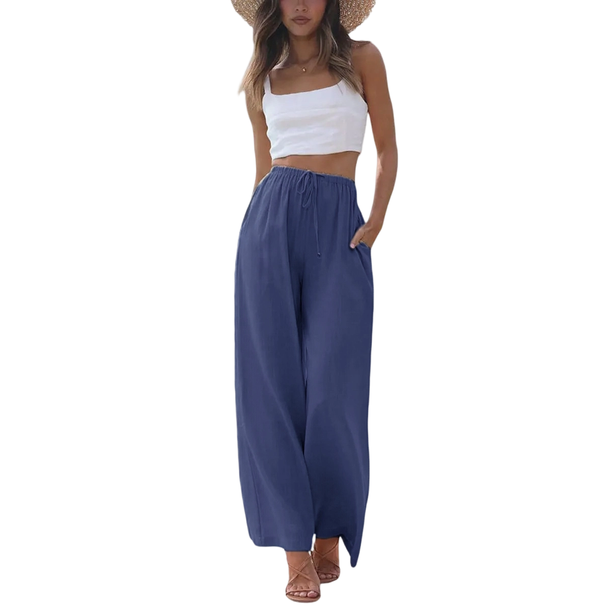 Women's Lightweight Wide Leg Palazzo Pants with Pockets