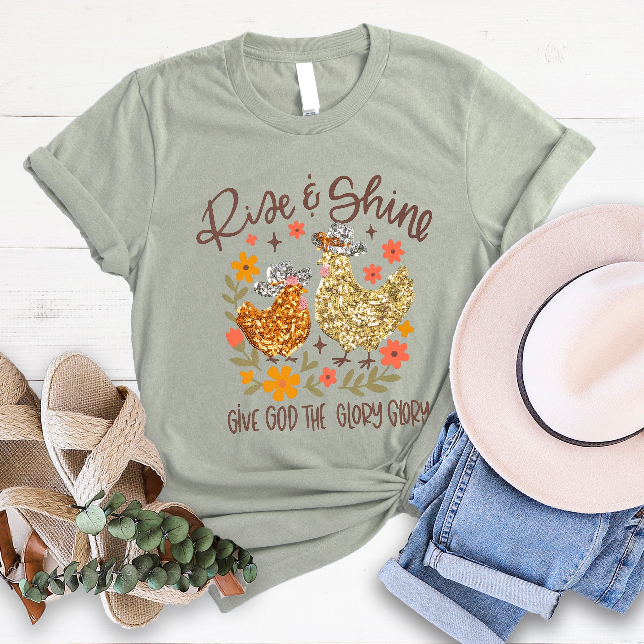 Embellished Rise and Shine Sequin Tee