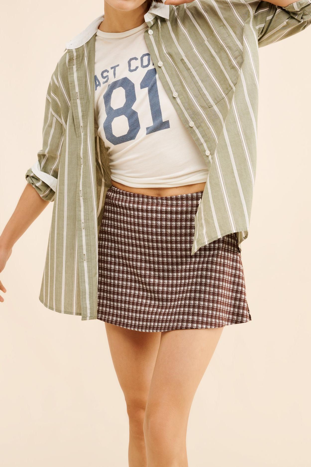 Cocoa Plaid Mini Skirt