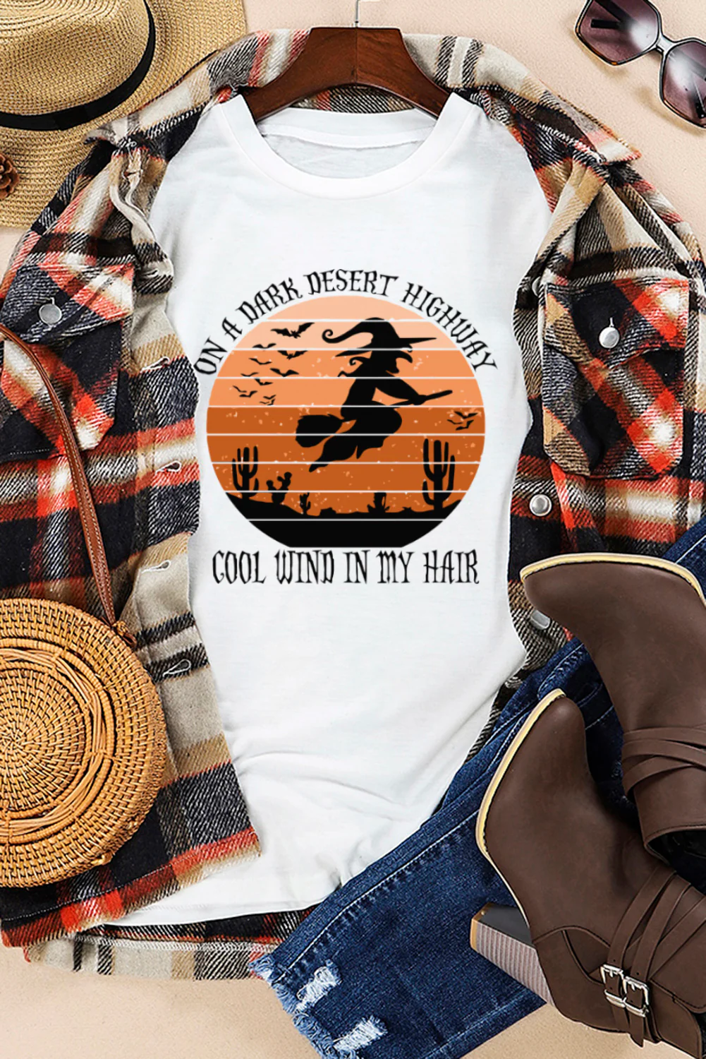 White Witch Letter Color Block Short Sleeve Graphic Tee