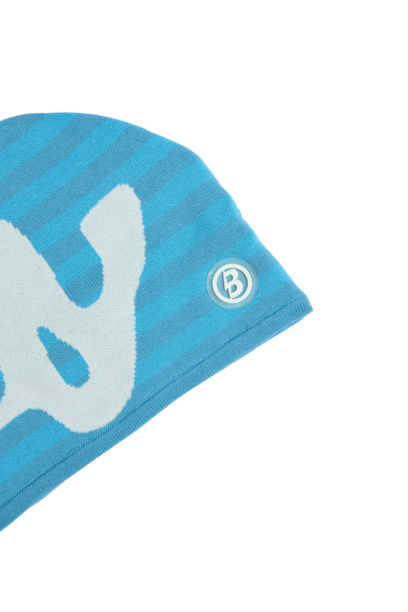 STRIPED KNIT BEANIE (TEAL BLUE/CREAM)