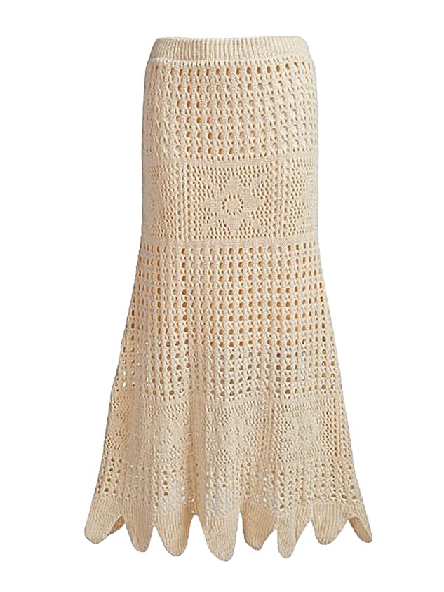 A-Line Bohemia Casual Plain Skirt With No Belt