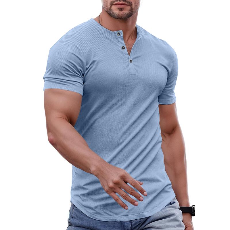 Men’s Slim Fit Longline Henley Performance Top