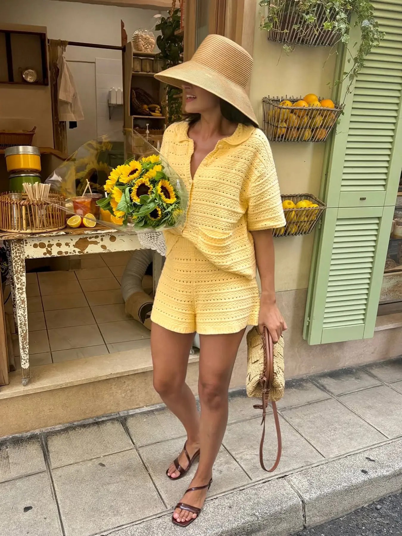 Ultimate Resort Getaway: Textured Openwork Knit Cardigan & Shorts Set