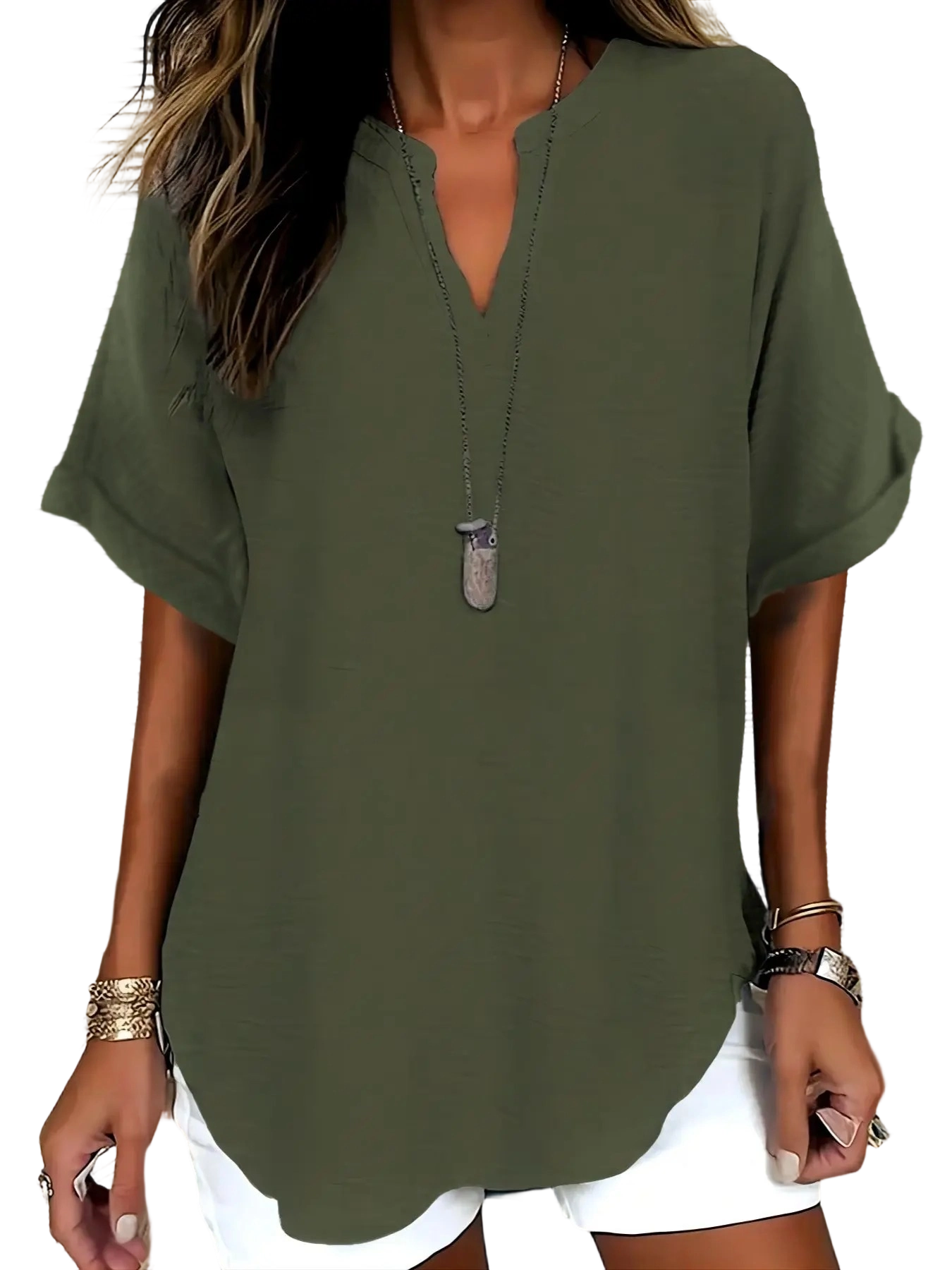 Women's Plain Short Sleeve Blouse, Casual Solid Color Top for Daily Wear, Ladies Clothes for All Seasons