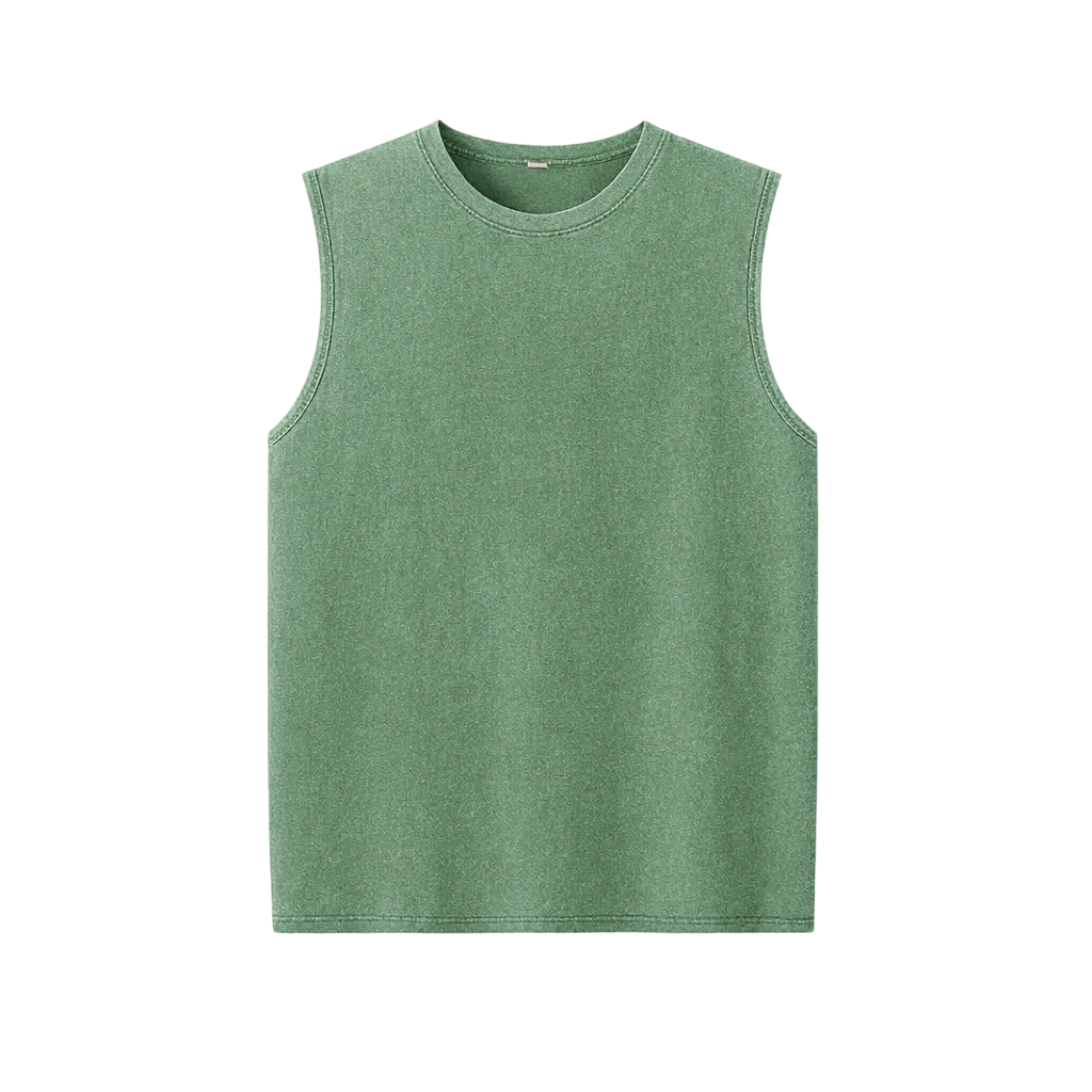 Men's Oversized Sleeveless Vest - Vintage Heavy Cotton Washed Loose Fit Athletic Tee