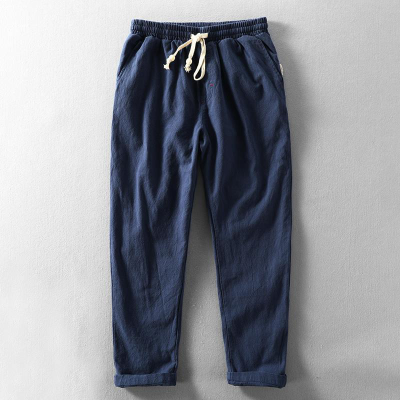Men's Vintage Japanese Loose Pocket Cotton Linen Casual Pants