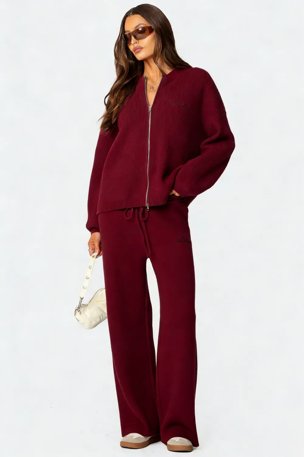 Ribbed Knit Straight Leg Sweatpants