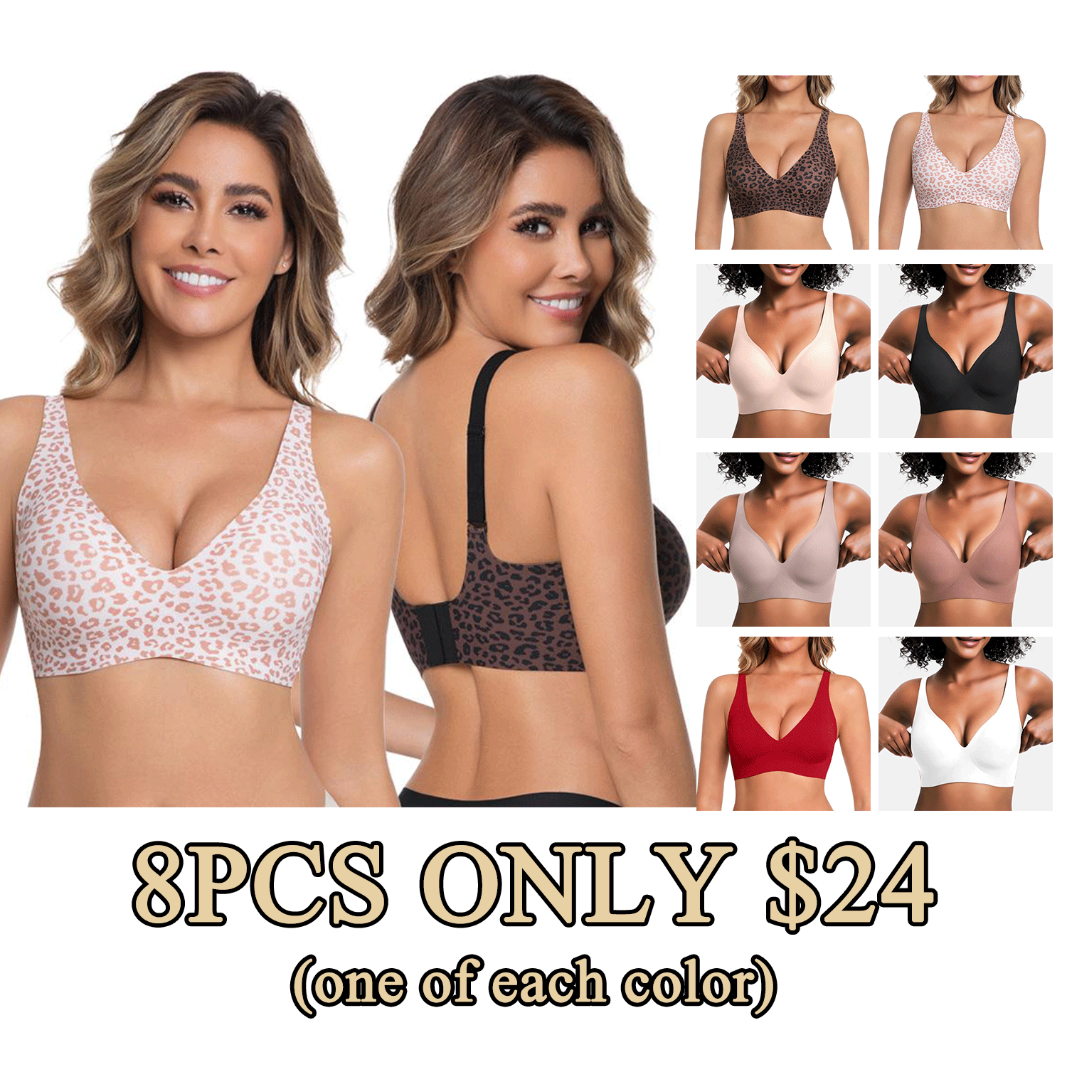 ⏳LAST DAY SALE 50% OFF💕Womens Comfortable Wireless Bralettes Seamless Deep V Everyday Bra1