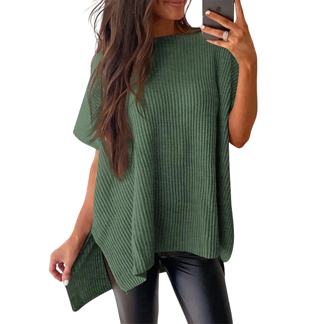 Women’s Crew Neck Short Sleeve Pullover 2026 Spring/Summer Oversized Cozy Ribbed Knit Top