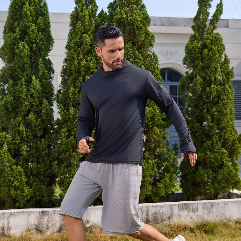 Men’s UPF 50+ Sun Protection Hooded Fishing Shirt with Face Mask