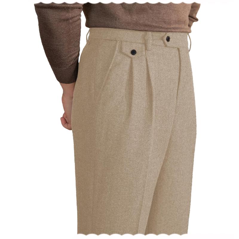 🧵 Men’s Retro Herringbone Tweed Dress Pants