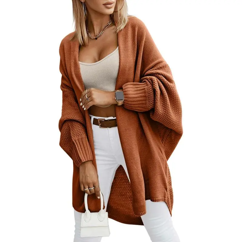 Women's Fall Cardigans Open Front Batwing Sleeve Knit Oversized Long Cardigan Sweaters