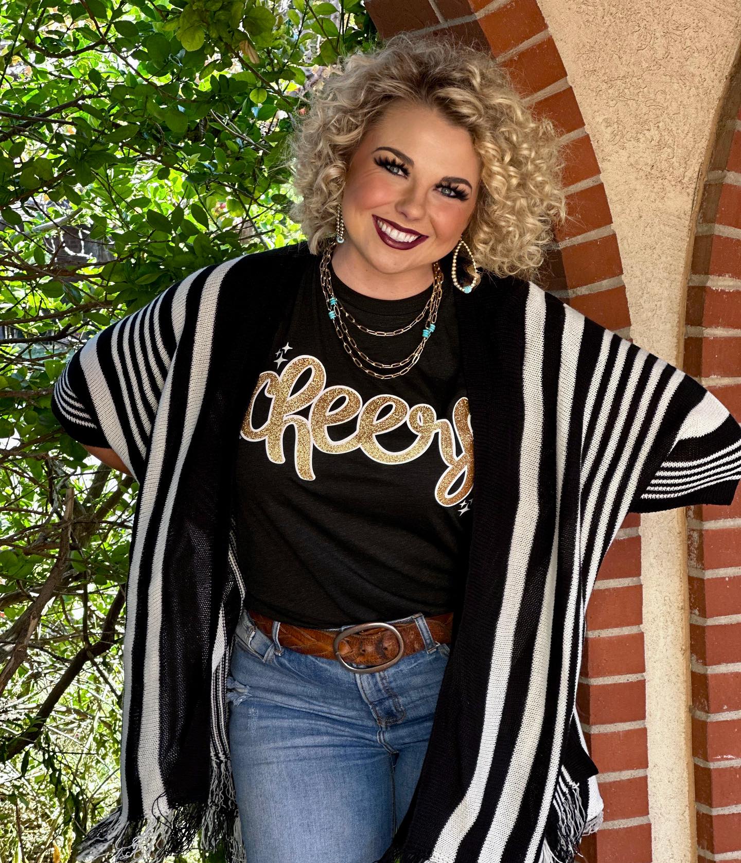 Tanya Black & White Striped Kimono