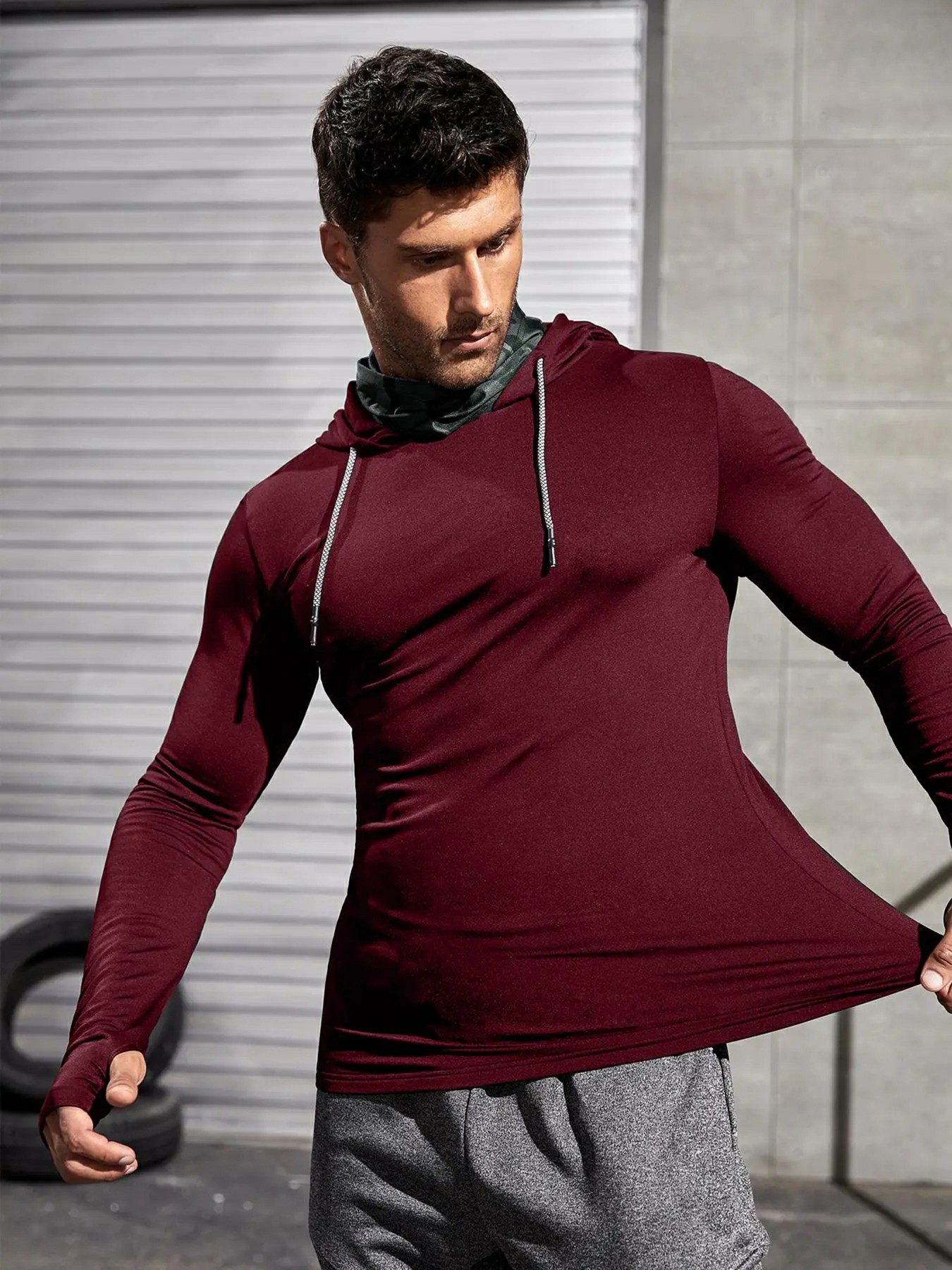 Men’s Hooded Performance Rashguard – Quick-Dry Athletic Top