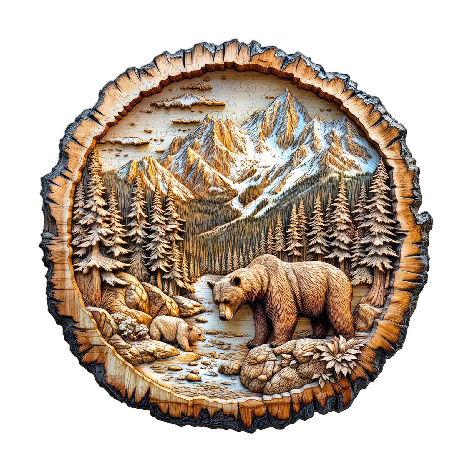Annual ring Bear Wooden Jigsaw Puzzle