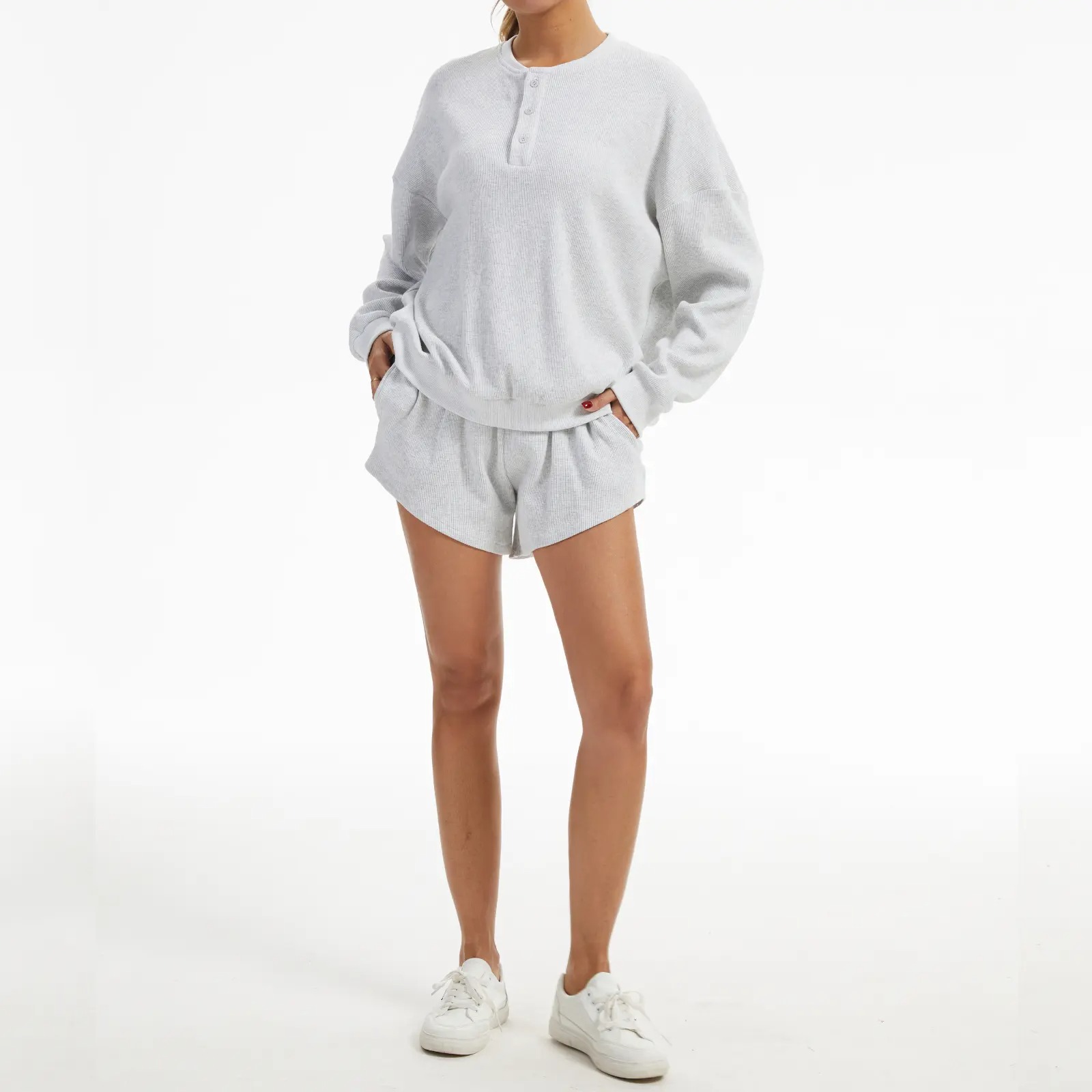 Women's Oversized Waffle Knit Lounge Set