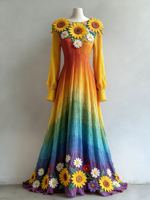 Women's Vibrant Summer Rainbow-Colored Dress 6225