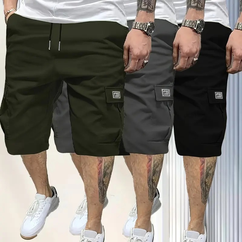 Men's Casual Shorts Set with Slanted Pockets