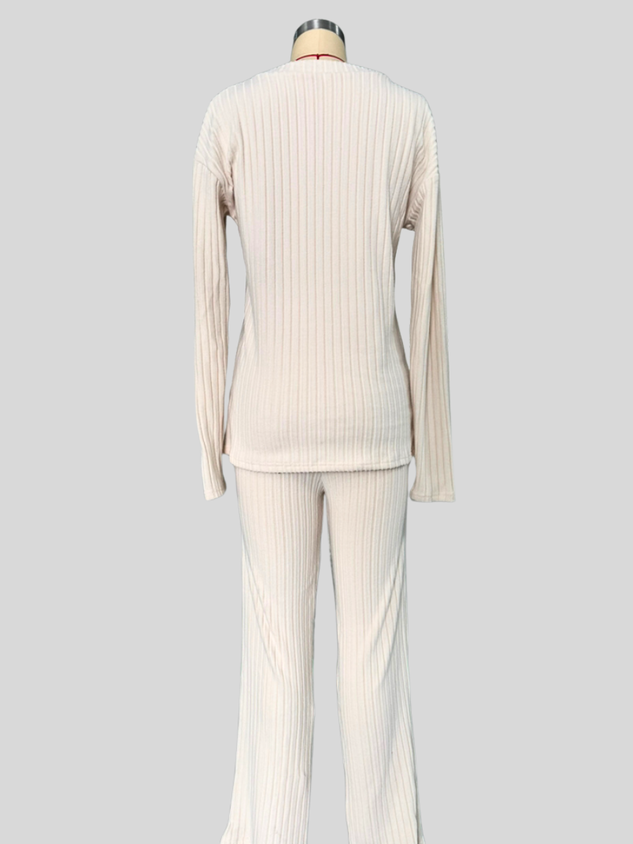 Women's Embossed Plain Daily Going Out Two-Piece Set Apricot Casual Spring/Fall Top With Pants Matching Set