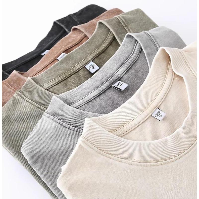 1/4 Pack Oversized Tshirts for Men Gym Vintage Heavyweight T Shirts Cotton Workout Acid Wash Baggy Tees