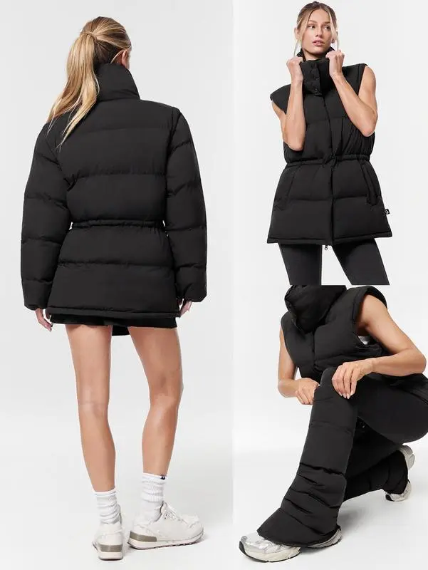 PolarPlay Soft Warm Chill Water-Repellent Lightweight Adjustable Cuffs Waist Detachable Sleeves Collar Puffer Jacket Vest Autumn Winter Outdoor Daily Casual